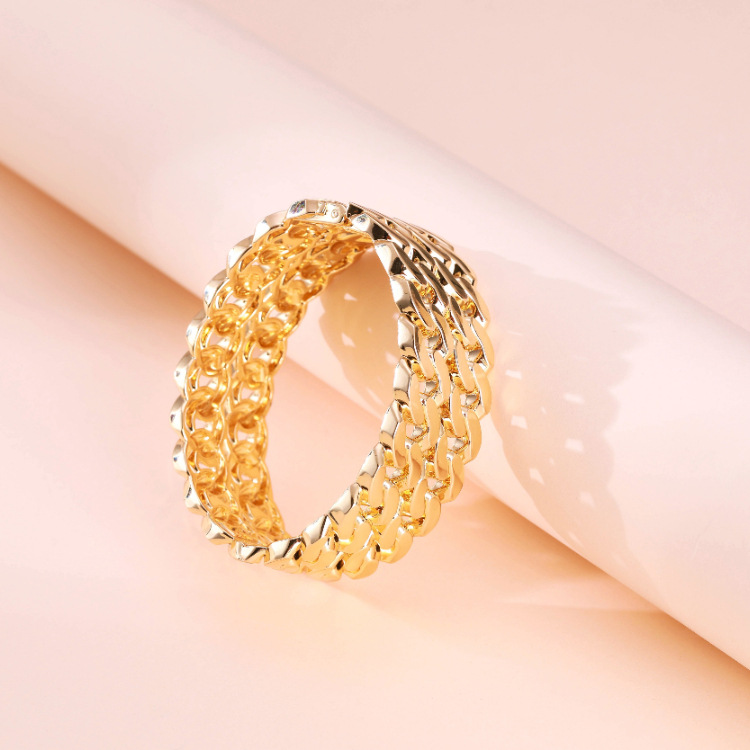 classic twisted flower chain alloy hollow wide side bracelet