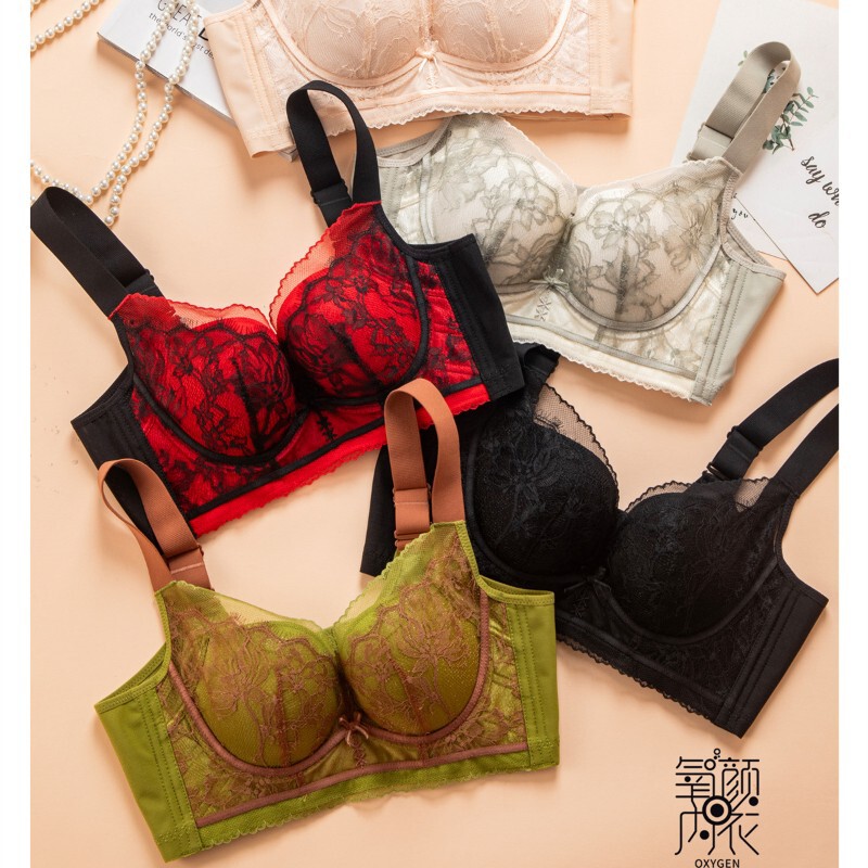 Meijie Shijia 2259 Medium Thin B Cup Lace Sexy Intimates Women's Push-Up Anti-Sagging Non-Magnetic Adjustable Bra