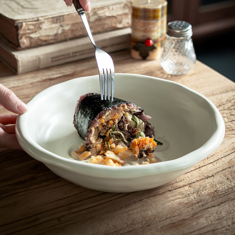 Crema estilo mano pellizco placa hogar plato hondo plato de postre hermoso plato de ensalada de frutas plato de desayuno