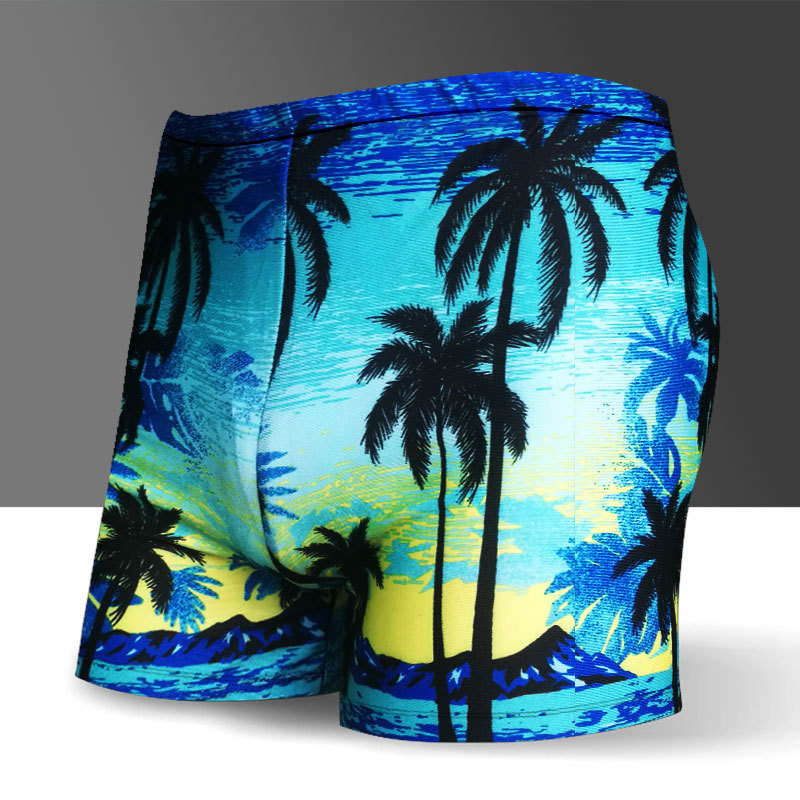 Impresión de secado rápido boxeador anti-vergüenza traje de baño de aguas termales sueltas traje de baño de los hombres piscina playa equipo de natación