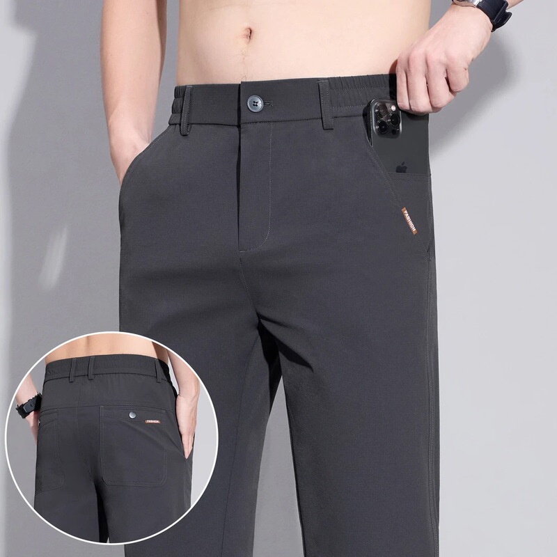 Summer Thin Men's Casual Pants with Six Pockets, Loose Straight-Leg Business Trousers, Trendy Wrinkle-Resistant Versatile Pants for Men Summer Thin Men's Casual Pants with Six Pockets, Loose Straight-Leg Business Trousers, Trendy Wrinkle-Resistant Versatile Pants for Men