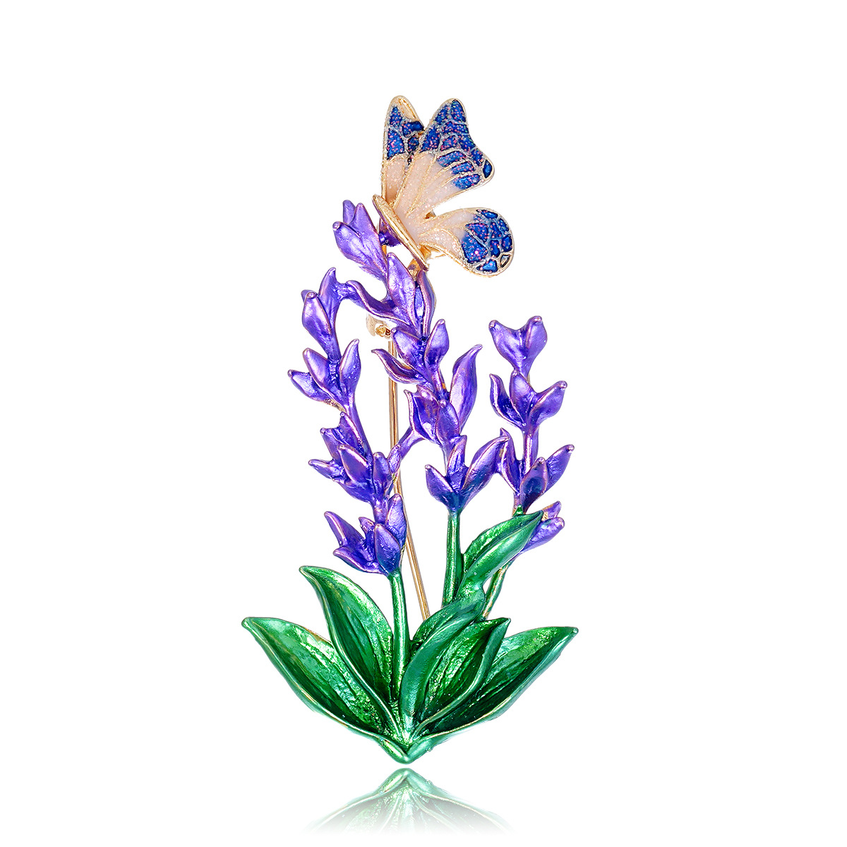 Lanling Flower Alloy Enamel Lavender Butterfly Brooch Gentle and Fresh Ladies Clothing Animal Corsage Jewelry Pin
