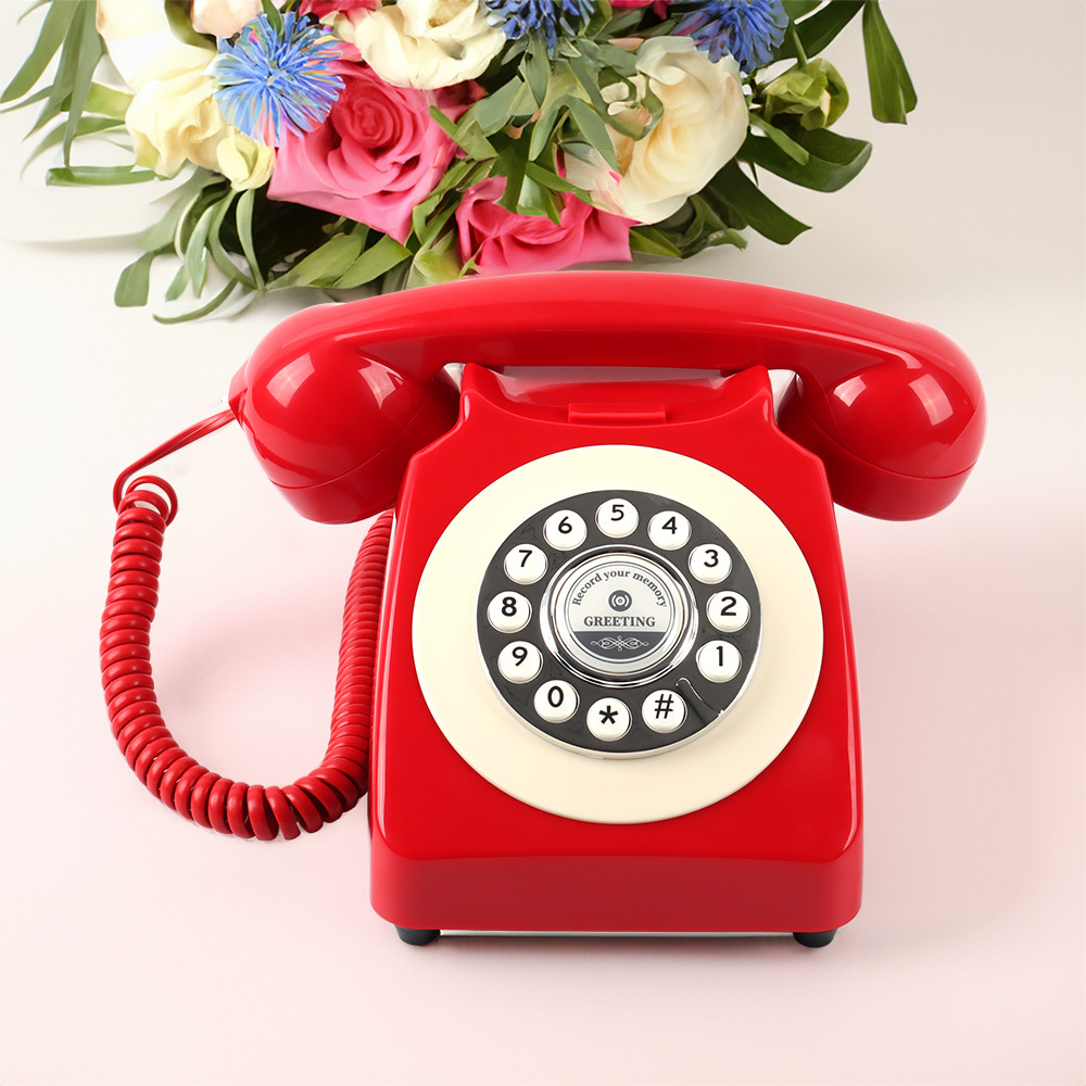 Teléfono retro con grabación de audio, teléfono para mensajes en bodas y fiestas, grabadora de mensajes para teléfono fijo, teléfono doméstico al por mayor, estilo antiguo
