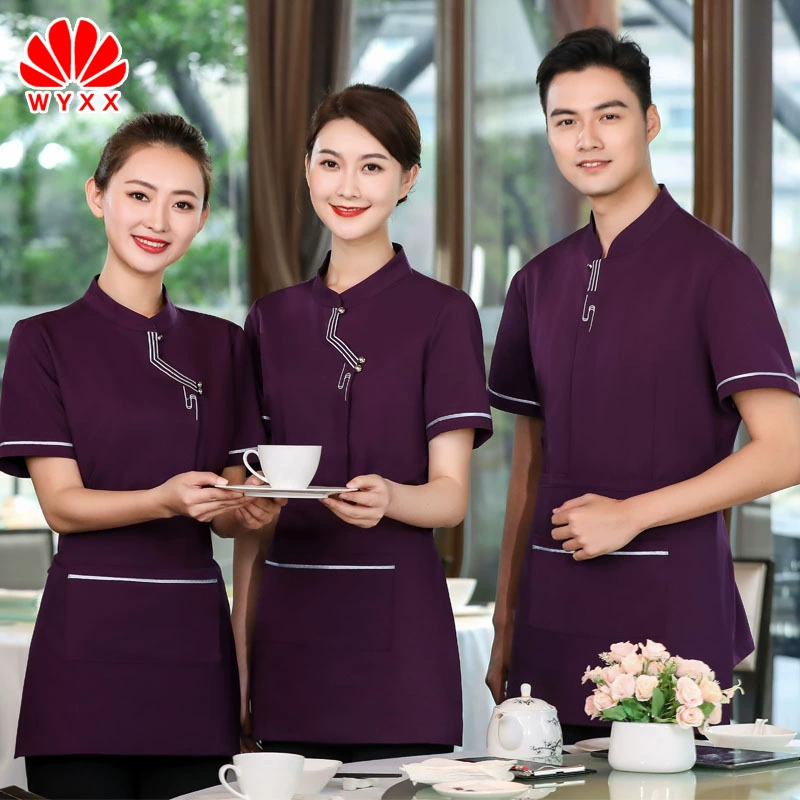 Служащий офиса Рабочая одежда с короткими рукавами Отель Китайский чай Ресторан Обеденная Униформа Горячий горшок Отель Летняя одежда