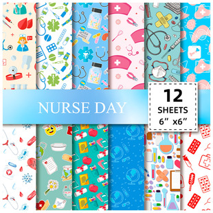 Explosive 12/Pack Nurse Theme Background Paper Creative Tearable Handbook Nurses Day Material Paper Background Material Paper Cutting DIY
