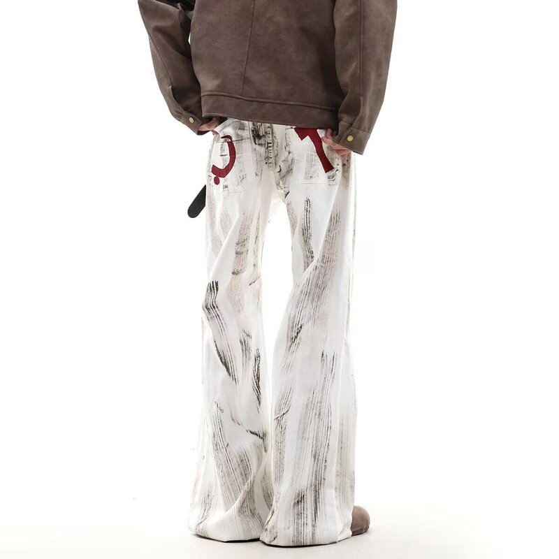 American Retro Distressed Straight White Jeans for Men 2026 Spring and Autumn New Style Loose Versatile Wide-Leg Casual Pants Bf