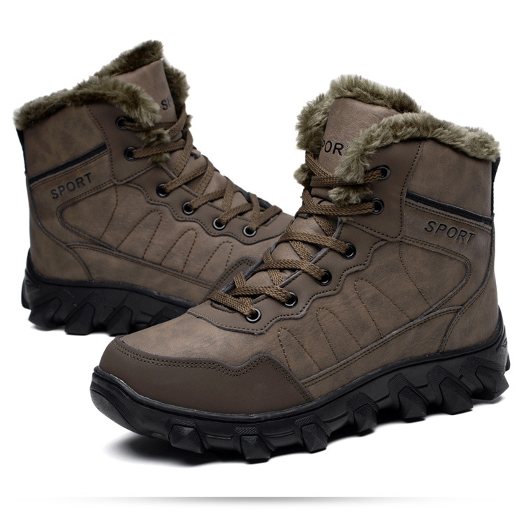 Botas de nieve al aire libre de talla grande con forro polar de invierno para hombres engrosadas antideslizantes impermeables al aire libre térmica zapatos acolchados de algodón botas acolchadas de algodón