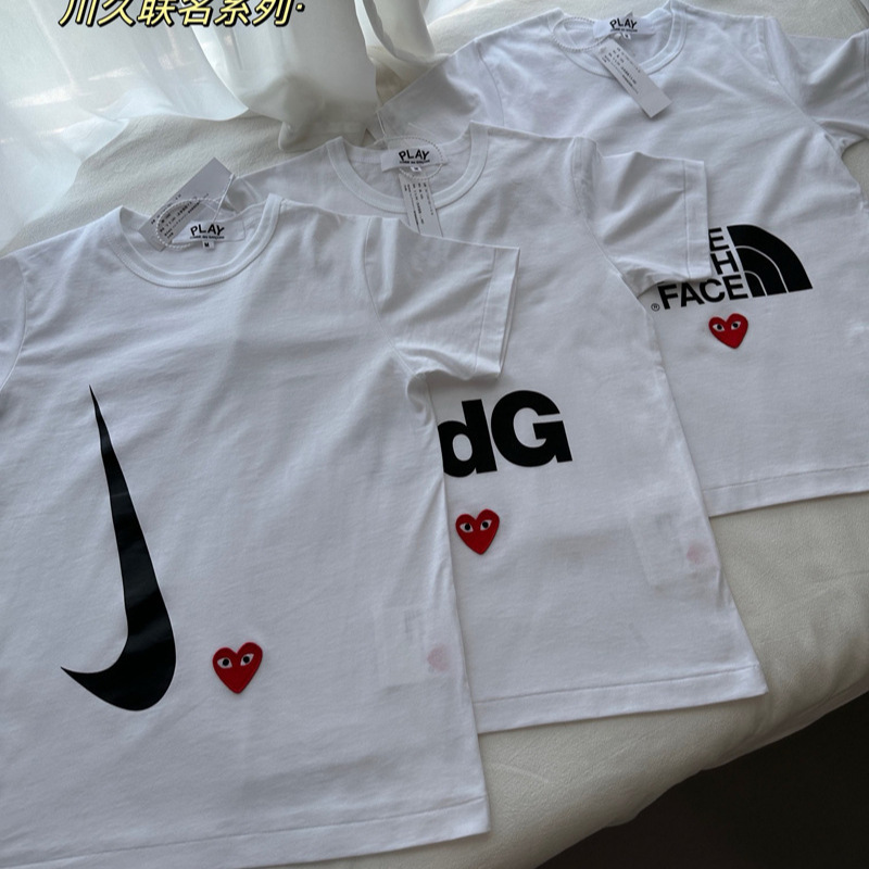 Chuanjiu Cdg Co-Branded Limited Edition Short-Sleeved T-Shirt Play Couple Outfit Breathable Short Trendy Brand Casual Versatile