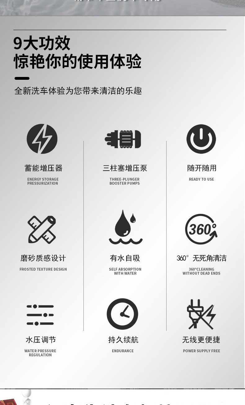 802 handheld multifunctional household portable electric wireless high-pressure car wash water gun gardening water gun car machine