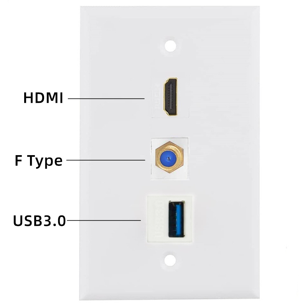 HDMI高清USB3.0数据TV F头卡扣免焊接插座面板多媒体信息面板墙插