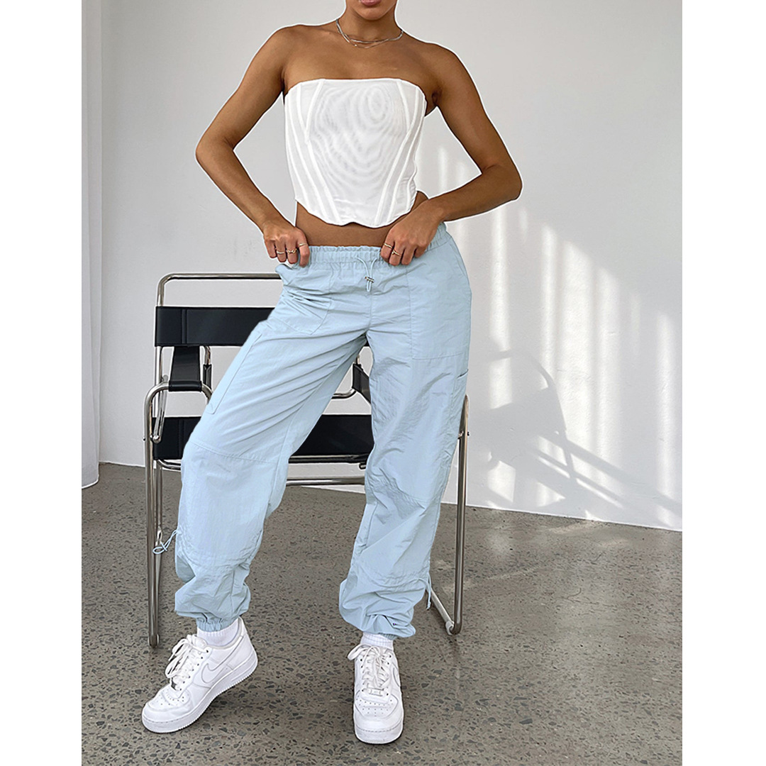 Women's Casual Street Streetwear Solid Color Full Length Pocket Casual Pants Cargo Pants display picture 5