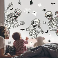 Наклейка на стену с атмосферой ужасов на Хэллоуин, мультяшная наклейка на стену, череп, тыква, воздушный шар, наклейка-махровая голова, самоклеящаяся электростатическая стеклянная наклейка
