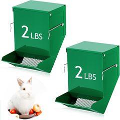 2 件套笼子喂食器小动物食品分配器带盖金属鸡糁牡蛎壳喂食器外部