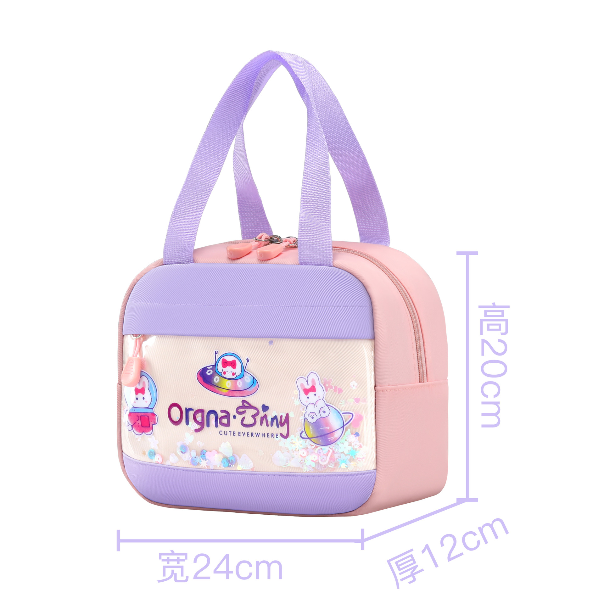 Bento de dibujos animados para estudiantes de primaria, bolsa de aislamiento, bolsa de almuerzo de aislamiento, estudiante, niña, caja de aluminio engrosada, bolsa de mano, bolsa de comida, lonchera