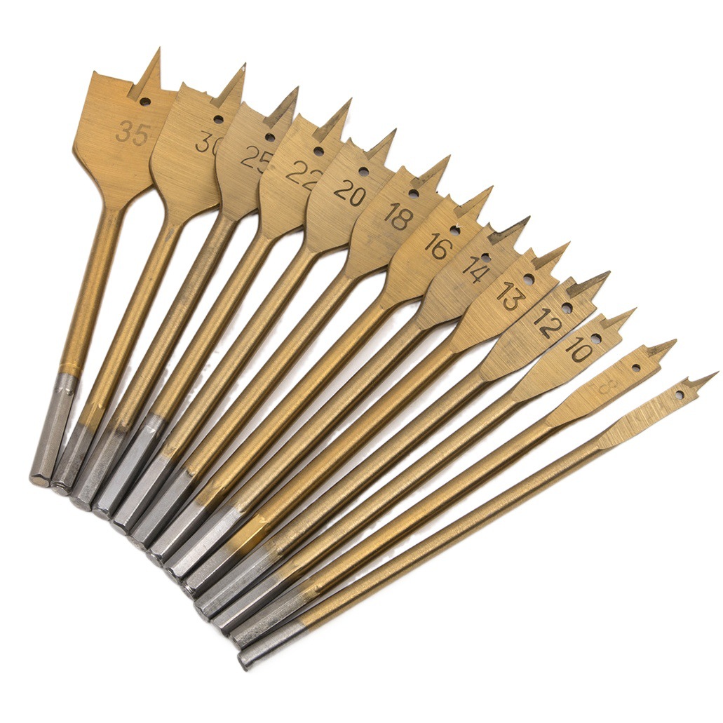 13-pieza caja de madera traje 6-35 carpintería agujero abridor para MANGO hexagonal titanio-plateado plana broca de madera agujero