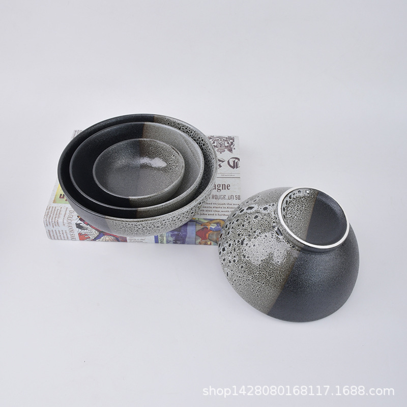 Japonés de 8 pulgadas retro Douga bowl restaurante de fideos tazón de sopa de sopa de lino sopa de sopa de caracoles en polvo de hotel comercial gran tazón de fideos tazón de fideos