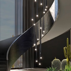 Staircase long pendant light villa rotating loft apartment high ceiling living room staircase light duplex middle floor open space pendant light
