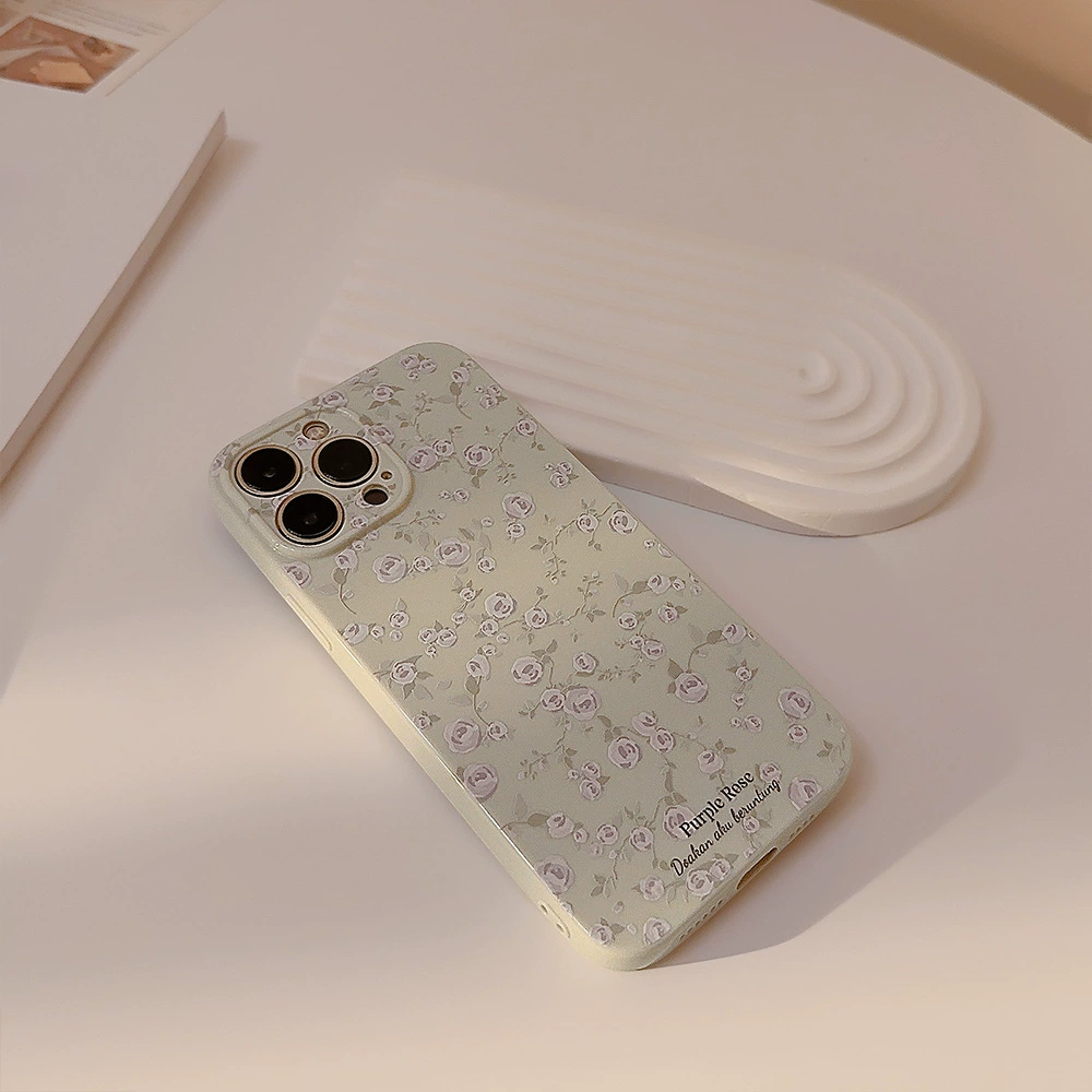 Чехол для телефона (Apple) iPhone 14 Pro Max, настоящий силикон, принт цветов, мягкое ощущение