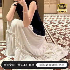 百分百人丝双绉半身裙时尚大摆群净色飘逸灵动内衬百搭款工厂批发