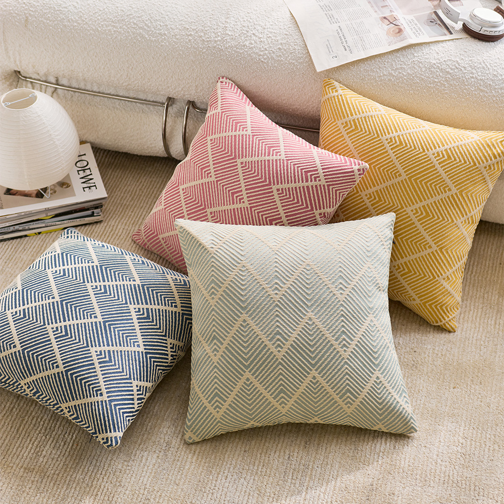 Nordic Yarn-dyed Jacquard Sofa Living Room Pillow Office Bed Square Pillow Removable Washable Pillow Cushion Pillow