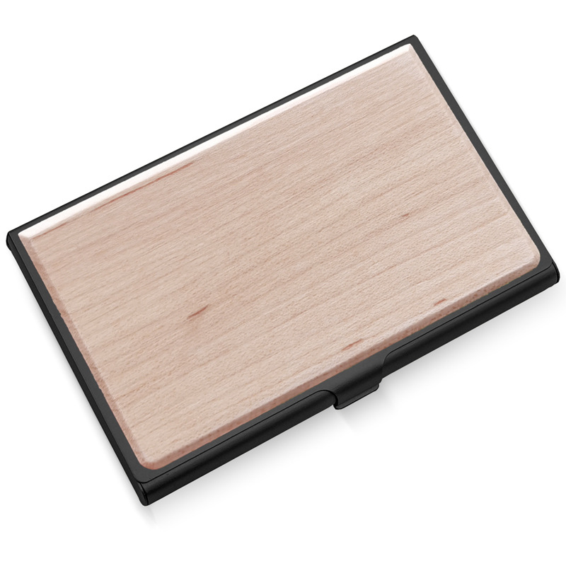 片面貼り無垢材超薄型アルミ合金名刺入れ木目金属名刺入れ赤木カード入れビジネスギフト