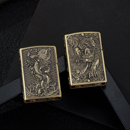 ZORRO ZK21-1 Dragon Transformation Bronze Kerosene Lighter with Metal Engraving, Windproof Sandpaper Lighter for Wholesale