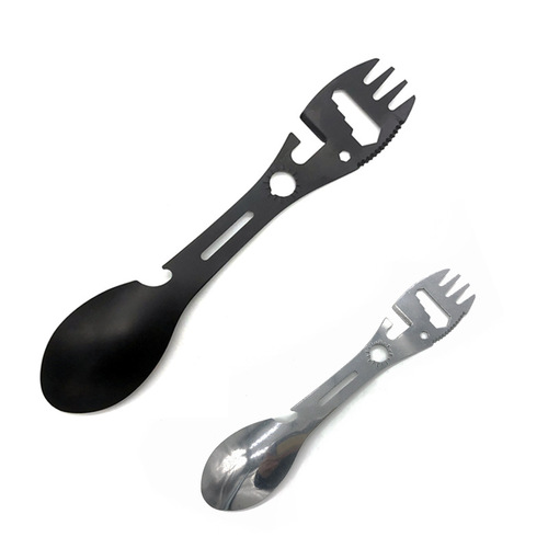 Cross-border outdoor multi-functional wrench opener, spoon can opener fish fork spoon camping tableware utensils spoon