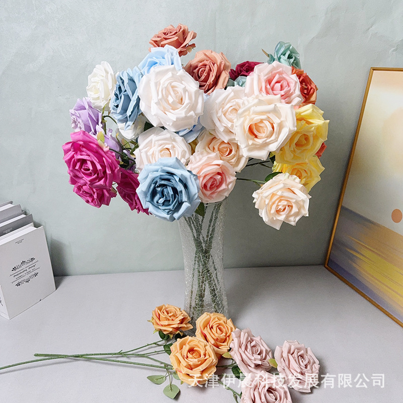 3 head diamond rose wedding auditorium road lead row flower home background wall decoration simulation flower wholesale