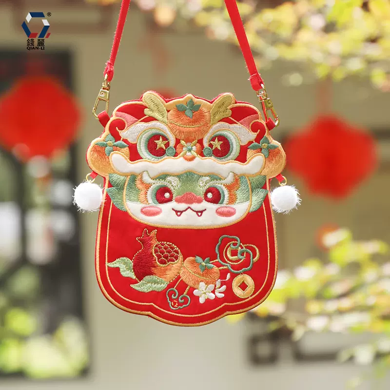 【钱丽】新年汉服包新年汉服配饰包包儿童款复古斜跨刺绣斜挎包