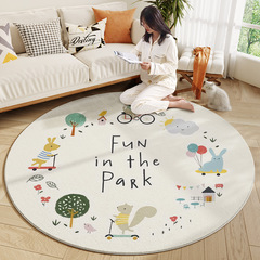 Cartoon round imitation cashmere living room carpet bedroom full coverage household foot mat children's room bedside blanket coffee table rug