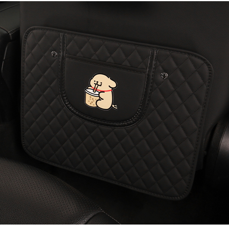 Simple cartoon car seat back anti-kick cushion car seat back anti-pollution cushion belt storage belt back pocket suspension type