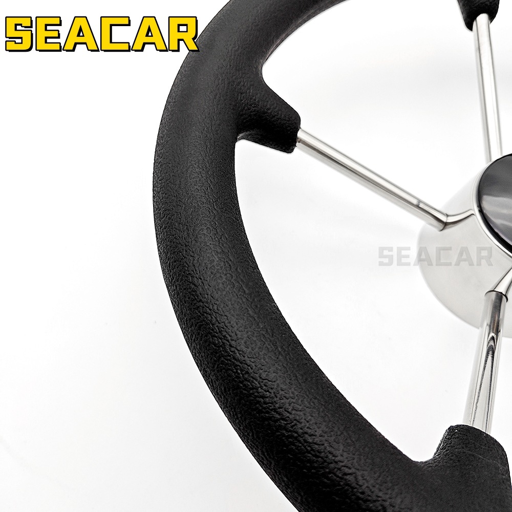 11inch Stainless Steel 304 Black Pu Foam Steering Wheel Steering Gear Yacht Marine Hardware Accessories