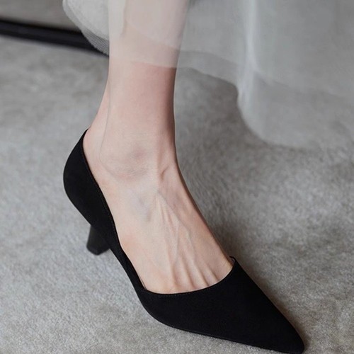 English-style Korean-version pointed-toe deep-mouth single women's retro PU leather flat low-heel fashionable versatile temperament shoes