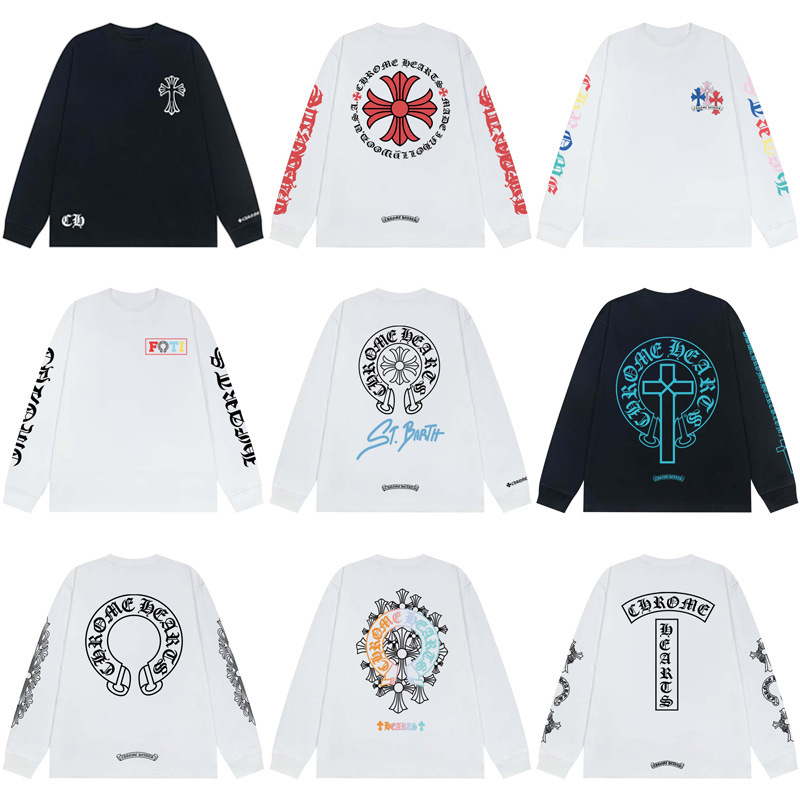 Cross-border e-commerce trendy brand Ch long-sleeve top, unisex loose-fitting base T-shirt