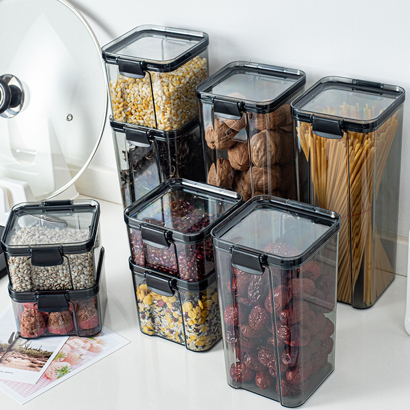 キッチン密封瓶、家庭用密封ボックス、食品グレードの保存瓶、プラスチック穀物瓶、スパイス収納ボックス、保存瓶|undefined