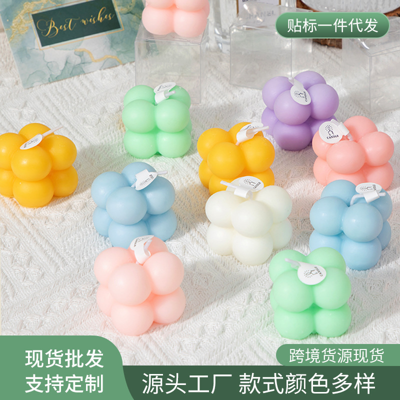 Cross-Border Rubik's Cube Scented Candle Anniversary Souvenir Smoke-Free Small Home Bedroom Gift Fragrance Table Ornament