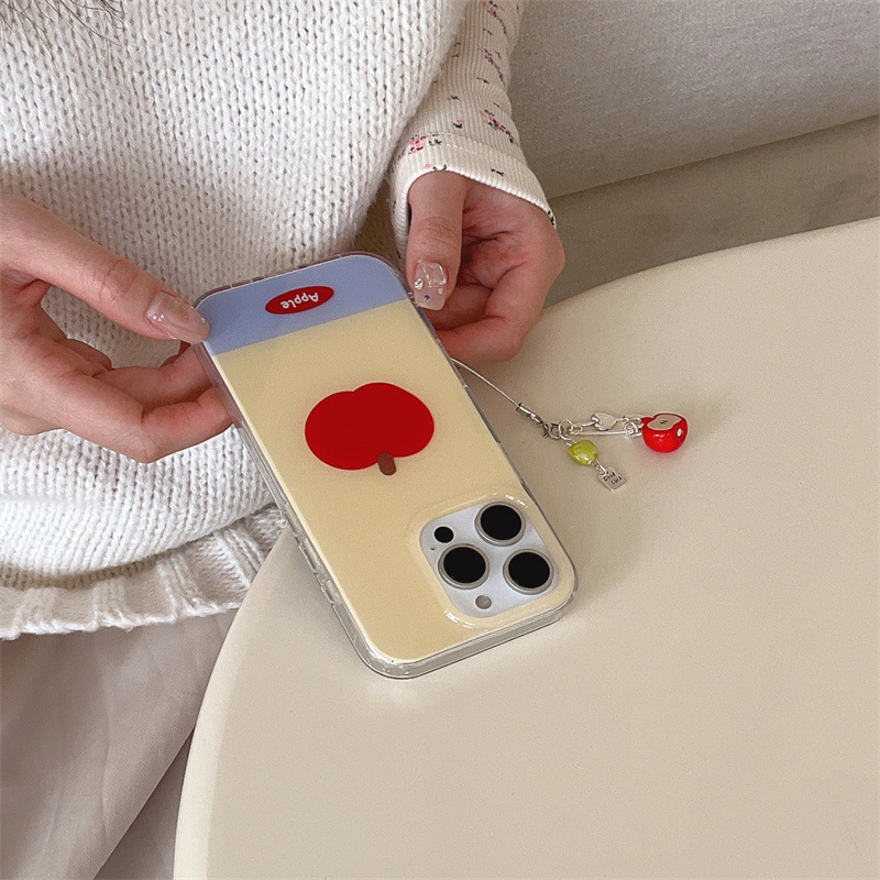 Simplicidad ins color a juego, manzana roja, funda para teléfono móvil 16ProMax iphone13/14 Apple 15 colgante 16 mujeres