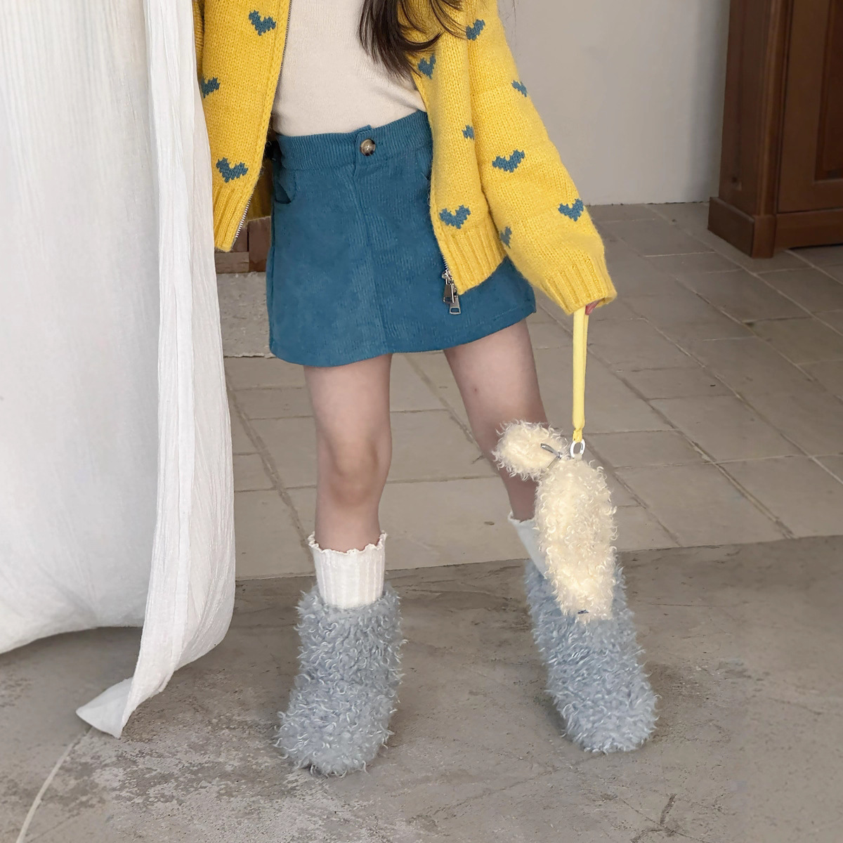 瑜瑜公主 女童冬季韩版灯芯绒高腰半身裙女宝宝A字裙纯色短裙