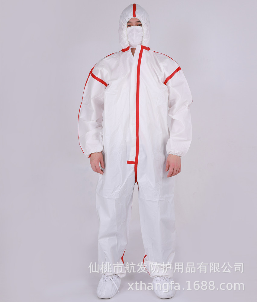 65克一次性贴条防护服带脚套防护服民用防护服批发厂家
