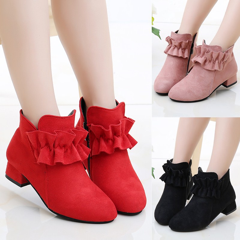 Girls' Shoes Autumn and Winter 2025 New Fashion High-Heeled Kidsren's Boots Medium and Large Kidsren's Little Girls' Single Boots Princess Short Boots