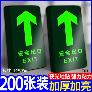 Security Exit Sign Floor Sticker Fire Sign Luminous Evacuation Instruction Sign Wall Sticker Wear-Resistant Emergency