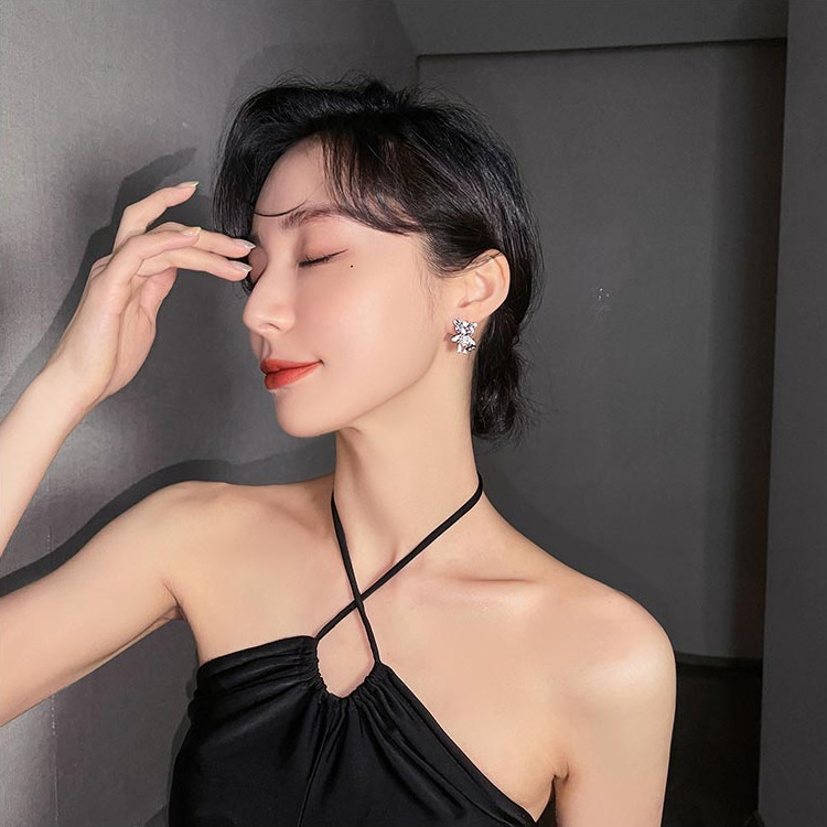 13g Weight Zircon Inlay Material Drop Earrings Classification 1 Pair Simple Style Heart Shape Inlay Alloy Zircon Drop Earrings