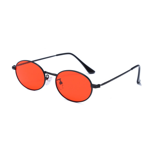 2024新款儿童太阳镜 金属椭圆框眼镜防紫外线护目镜 复古宝宝墨镜