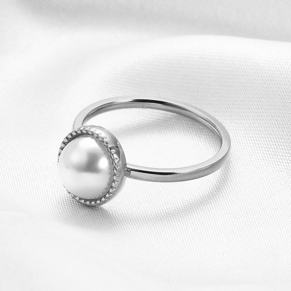 Holiday, Daily Occasion Simple Style Round Titanium Steel Pearl Pearl Rings