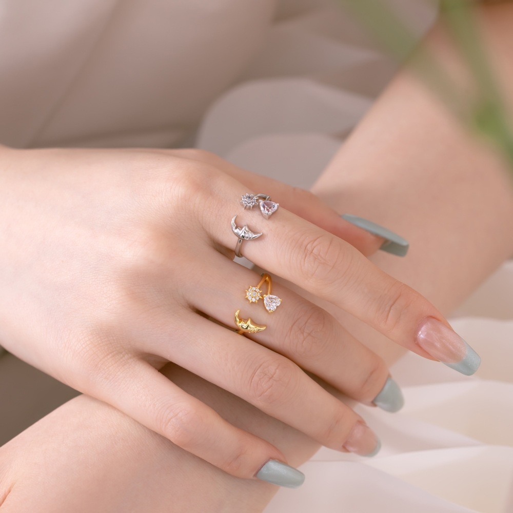 6g Weight Zircon Inlay Material Open Rings Classification Adjustable Ring Size 1 Piece Quantity Holiday, Daily Occasion 925 Sterling Silver Material Geometric Pattern Women's Gender Plating, Inlay Design Basic, Modern Style, Classic Style Style 925 Sterling Silver Zircon Geometric Open Rings 23