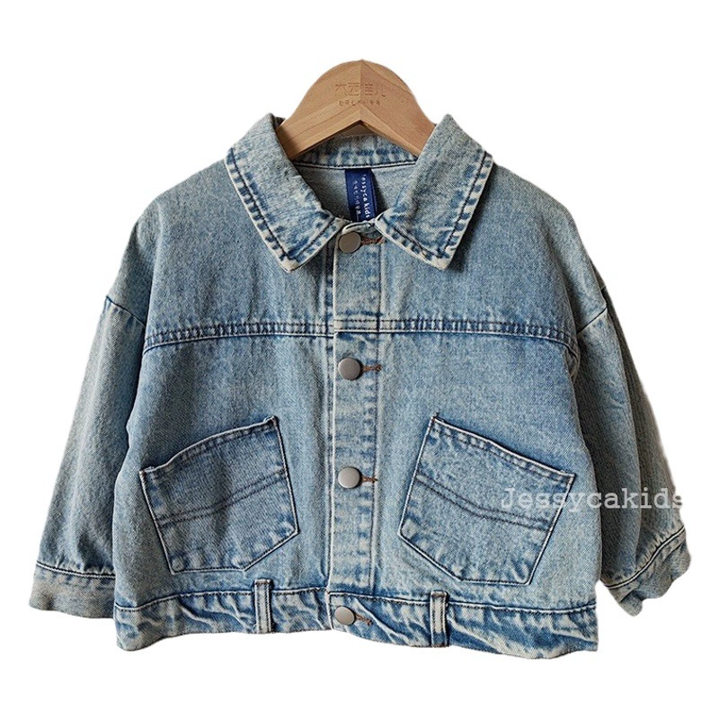 Детская одежда в корейском стиле: осенняя модная джинсовая куртка, ретро-джинсовка с эффектом потертости для мальчиков и девочек, топы для малышей и детей младшего возраста
