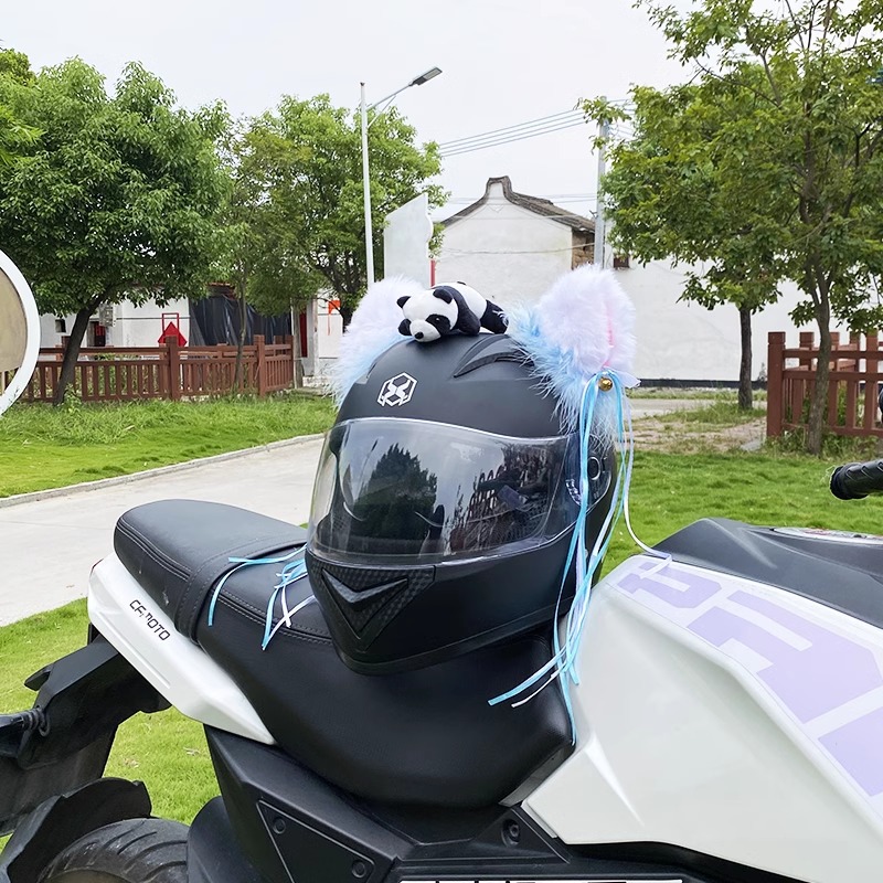 Motorcycle Helmet Decoration Personalized Helmet Accessories Tassel Colorful Fur Cat Ear Detachable
