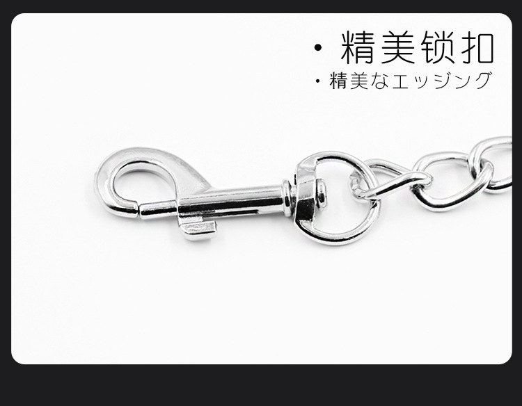 Leather Collar with Metal Traction Chain for Couples, Black Adult Accessory — detail image 6