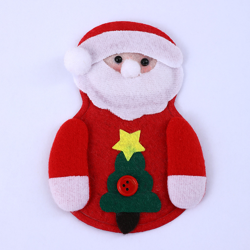 Weihnachtsdekorationen Weihnachtstischdekorationen Geschirrset Weihnachtsmann Schneemann Messer- und Gabelset Messer- und Gabelverschluss Weinflaschenset_voghion.com