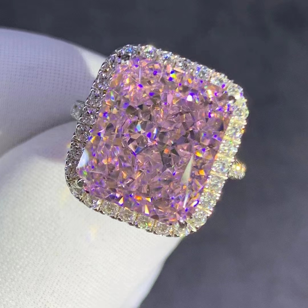 Redean cut Rosa anillo de diamantes de alto carbono con incrustaciones importado 8 quilates VVS nivel D color 3EX Diamante de alto carbono